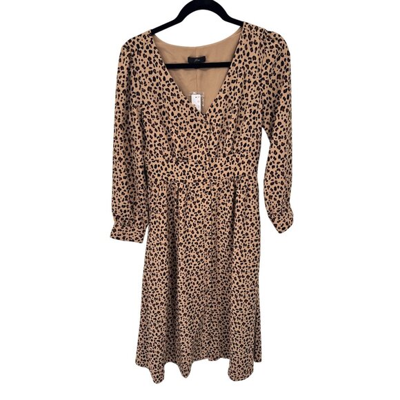 J.Crew Mob Wife Button Front Dress Womens size 2 Leopard Print Polyester NEW - Picture 1 of 10